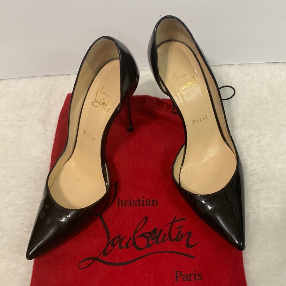 👠SOLD👠 Christian Louboutin Women's Sz 38 Iriza 100 Patent Black Pumps Heels